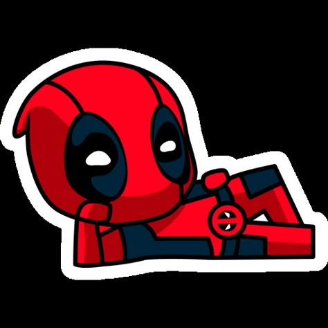 Chibi Deadpool Chilling Sticker - Sticker Mania Deadpool Drawing Easy, Deadpool Painting Easy, Chibi Wolverine Drawing, Deadpool Cute, Deadpool Art Drawing, Deadpool Anime, Deadpool Silhouette, Marvel Cute, Deadpool Doodle