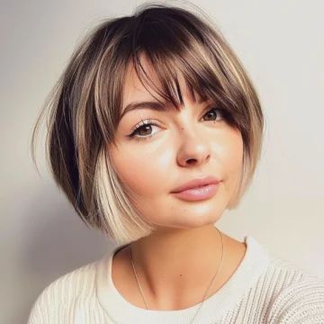 75 Cute Choppy Bob Hairstyles to Try This Year Bob With Straight Across Bangs, Short Bob Fringe Hairstyles, Stacked Bob Hair Color Ideas, Sassy Bob Haircut With Bangs, Floppy Bob Haircut, Very Short Choppy Bob, Short Bob Colored Hair, Bob With Internal Layers, Bobs With Short Bangs