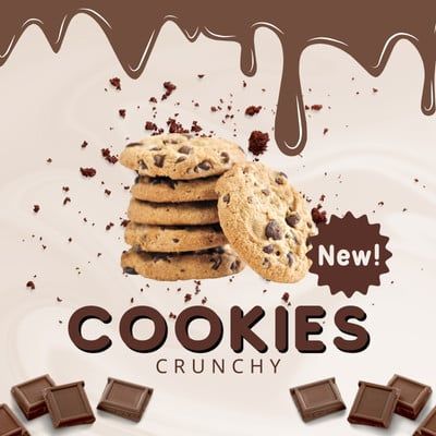 Brown Playful New Product Cookies Instagram Post - Templates by Canva Cookies Poster Design Ideas, Cookie Instagram Post, Cookies Instagram Post, Instagram Cookie Posts, Cookie Ads, Cookies Advertising, Cookies Advertisement, Cookies Branding, Advertising Cookies