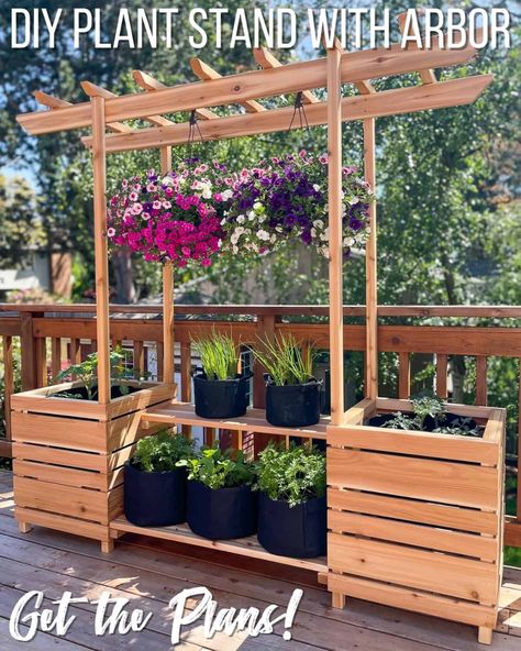 Diy Plants Stand, Plant Shelves Outdoor, Outdoor Plant Stand, Large Planter Boxes, Vining Plants, Diy Planters Outdoor, Tattoo Plant, Plant Stands Outdoor, Garden Stand