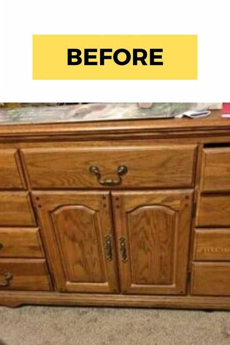 Buffet Cabinet Diy, Buffet Upcycle, Diy Buffet Cabinet, Dresser To Buffet, Diy Home Decor For Apartments Renting, Two Tone Furniture, Diy Buffet, Two Tone Dresser, Buffet Makeover