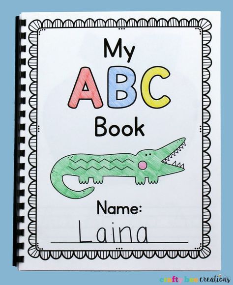 Interactive Notebooks English, My Abc Book, Interactive Alphabet Notebooks, Alphabet Notebook, First Grade Crafts, Preschool Journals, All About Me Book, Abc Crafts, Book Cover Page