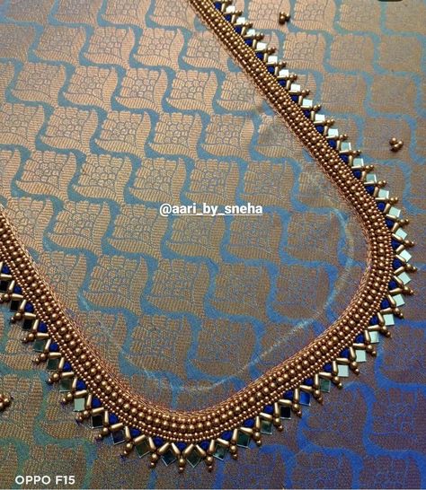 Beeds Work Aari Design Simple, Ariya Work Blouse Designs, Simple Ariya Work Blouse Design, Yoke Embroidery, Maggam Designs, Dress Designs For Stitching, Chudidhar Neck Designs, Peacock Embroidery Designs, Patch Work Blouse Designs