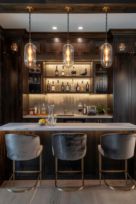 36 Fashionable Home Bars: Elevating Style with a Bold Toast to the Audacious Masculine Bar Room, Interior Design Bar Home, Rec Room Bar Ideas, Home Bar Set Up, House Bar Design Small Spaces, Modern Home Bar Designs Luxury, Bar Counter Design Home, Home Bar Designs Luxury, Masculine Bar