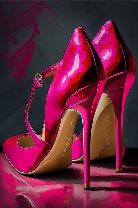 Magenta Shoes, Pantone Viva Magenta, Magic Shoes, 1 Wallpaper, Viva Magenta, Walk In My Shoes, Pink Accessories, Fairy Magic, Abstract Line Art