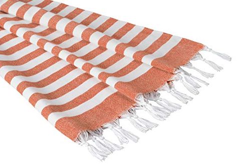 Sandy Beaches 100% Organic Cotton Turkish Towel, Large Beach Towel/Bath Towel, 39x70 (Tangerine)