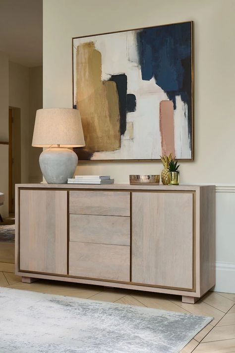 Wooden Sideboards, Sideboard Styling, Wooden Sideboard Cabinet, Sideboard With Drawers, Mango Wood Furniture, Sideboard Styles, Mango Wood Sideboard, Hallway Inspiration, Walnut Cabinets