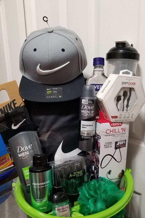 Adidas Gift Basket For Him, Green Themed Gift Basket Boyfriend, Basket For Bf Bday, Sports Basket For Boyfriend, Green Gift Ideas For Him, Bday Basket For Him, Gift Basket For Boyfriend Anniversary, Green Gift Basket Ideas For Him, Nike Gift Basket Ideas For Him