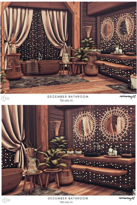 The Sims 4 Rustic Cozy Bathroom CC's Custom Content . The Sims 4 . Download at @thesimsresource #ShowUsYourBuilds #thesims4 #Sims4 #sims4game #ts4house #ts4build #ts4builds #ts4nocc #ts4mm #simsbuilds #ts4 #sims4housebuild #sims4house #sims4home #sims5 #sims4build #simshousedesign #thesims4housebuild . Download here: https://www.thesimsresource.com/downloads/1724368 Sims 4 Boho Bedroom, Sims 4 Boho House, Sims 4 Fall Decor, Sims 4 Cc Furniture Bathroom, Sims 4 Cc Bedroom Sets, Sims 4 Bathroom Cc, Christmas City, Cozy Bathroom, Sims 5