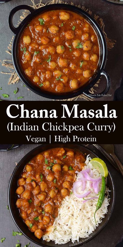 Chana Masala Recipe (Chickpea Curry) Chana Masala Chickpeas, Chana Masala Crockpot, Indian Food Recipes Chickpeas, Chickpeas Recipes Healthy, Chickpea And Eggplant Curry, Channa Aloo Curry, Channa Curry Recipe, Chickpea Masala Vegan, Healthy Chana Masala