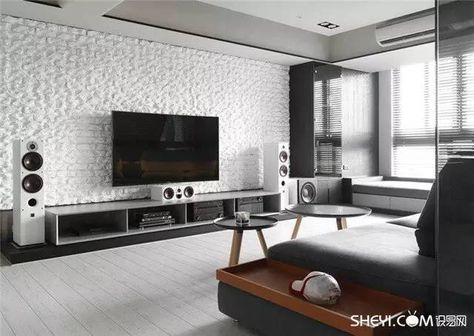 Tv Wall With Speakers, Hifi Setup, Tv Shelves, Hifi Room, Living Room Home Theater, Entertainment Rooms, Audiophile Listening Room, Theater Rooms, Window Seat Design