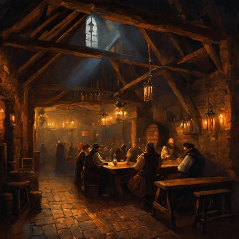 D&d Tavern Art, Fantasy Bar Art, Tavern Lighting, D&d Tavern, Tavern Photography, Tavern Aesthetic Medieval, Medieval Tavern Aesthetic, Tavern Fantasy Art, Underground Tavern