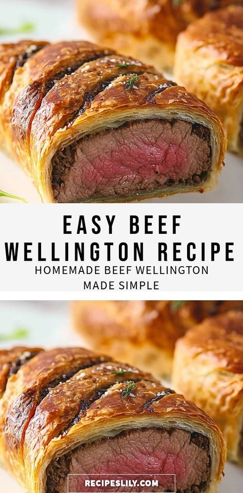 I've finally mastered the art of making Beef Wellington! This recipe breaks down the steps, ensuring you can create a deliciously tender and flaky dish in no time. Perfect for impressing guests or enjoying a cozy dinner at home! Poor Man Beef Wellington, Beef Wellington Dinner Sides, Mini Beef Wellington Recipe, New Years Dinner Ideas Meals, Beef Wellington Turnovers, Pork Tenderloin Wellington Recipe, Beef Wellington Recipe Easy, At Home New Year’s Eve Dinner, New Year Eve Dinner Ideas