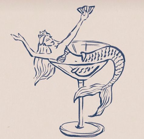 Collected by Farrell | Complete mermaid mood! Ready for some sun, sand, shells, saltwater & family time! Shop is closed & presale is open! Catch you on the flip… | Instagram Martini Glass Tattoo, Glass Tattoo, Mermaid Board, Sea Drawing, Mermaid Drawings, Mermaid Pattern, Vintage Mermaid, Mermaid Art, Art Ink