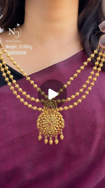 Nandi jewellers | Gold antic jewellery | Mysore on Instagram: "Gold three layer necklace 
Weight : 17.650 grams 
Gold : 22 carat 
Gold colour : Red antique 
#necklace #gold #jewelry #explore #instagram #design #fashion #women #trending #reels #foryou #love #cute #ootd #photoshoot #video #women #fashionblogger #beautiful #instagood #likesforlike #tbt #jewellery #bride #couple #handmade #engagement" Nandi Jewellers, Three Layer Necklace, Ootd Photoshoot, Antic Jewellery, Antique Necklace Gold, Necklace Gold Jewelry, 22 Carat Gold Jewellery, Photoshoot Video, Trending Reels