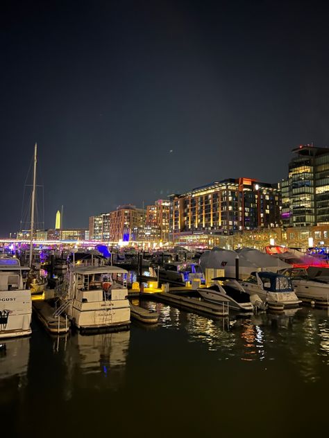 yact, view, nighttime aesthetic, night owl, filler picture, instagram filler pictures, pics, water, washington dc, DMV, the wharf DC The Wharf Washington Dc, Dmv Aesthetic, Dc Nightlife, Washington Dc At Night, Yacht View, Washington Dc Aesthetic, Nighttime City, Nighttime Aesthetic, City Rats