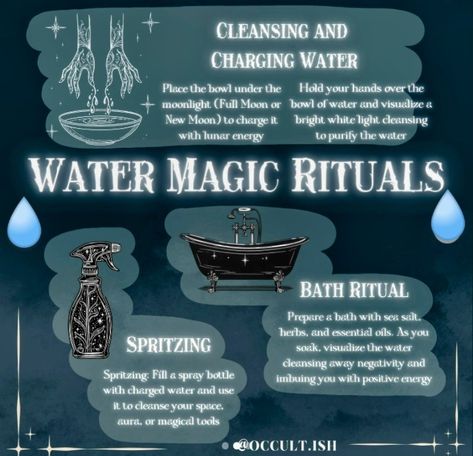 Water Rituals Witchcraft, Empaths And Water, Rainwater Spells, Herbs Apothecary, Rain Spell, Water Witchcraft, Water Magic, Potions Recipes, Good Luck Spells