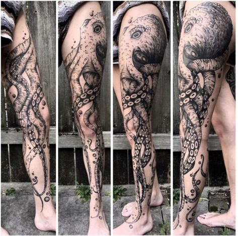 Octopus Leg Sleeve Tattoo, Men Octopus Tattoo, Octopus Leg Tattoos Women, Octopus Tattoo Leg, Octopus Leg Sleeve, Octopus Leg Tattoo, Tattoo Pierna Hombre, Octopus Thigh Tattoos, Tentacle Tattoo