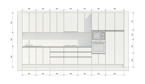 Gallery of How to Correctly Design and Build a Kitchen - 22 Gallery Kitchen Layout, Single Wall Kitchen Layout, Single Wall Kitchen, Kitchen Plan, Kitchen Table Centerpiece, Building A Kitchen, Kitchen Drawing, Kitchen Layout Plans, Furniture Details Design