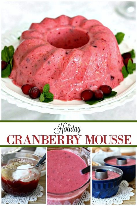 Cranberry Mousse Recipe, Cranberry Mousse, Cranberry Jello Salad, Cranberry Salad Recipes, Veggie Salads, Congealed Salad, Jello Mold Recipes, Gelatin Salad, Cranberry Jello