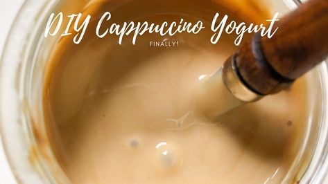 Super Easy and Simple DIY Cappuccino Yogurt - Suzie The Foodie How To Make Cappuccino, Coffee Yogurt, Yogurt Popsicles, Yogurt Ice Cream, Diy Coffee, How To Make Coffee, Coffee Flavor, Super Easy, Popsicles