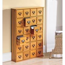 Library Style CD Store Cabinet with 24 Drawers Cd Storage Ideas Diy, Cd Storage Ideas, Gift Ideas For Readers, Audiophile Room, Social Kitchen, Decorative Storage Cabinets, Cd Shelves, Library Card Catalog, Cd Dvd Storage