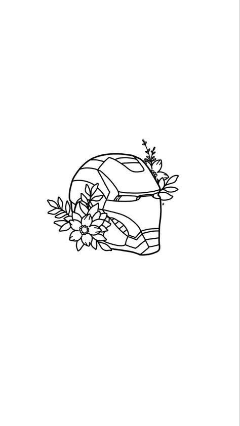 Marvel Floral Tattoo, Girly Marvel Tattoos, Iron Man Helmet Tattoo, Marvel Tattoo Stencils, Dainty Marvel Tattoos, Simple Iron Man Tattoo, Tony Stark Tattoo Ideas, Small Iron Man Tattoo, Simple Marvel Tattoo Ideas