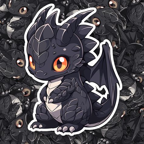 Cute Black Dragon Sticker - Turbo Vinyl Dragon Character Art, Dragon Cute Art, Cute Dragon Art, Baby Dragon Art, Dragon Stickers, Chibi Dragon, Cute Dragon Drawing, Dragon Born, Dragon Sticker