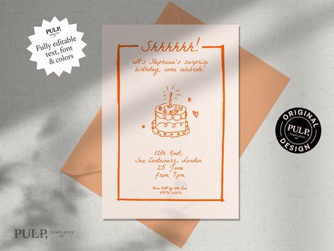 Birthday Invitation for#fontinspiration #copyandpastefonts #typographylove #designresources #fontobsessed Surprise Birthday Party Invitation, Surprise 30th Birthday Party For Her, Surprise Party Invite, Scribble Sketch, Birthday Invite Template, Surprise Party Invitations, Surprise Birthday Invitations, Colorful Invitations, Typography Love