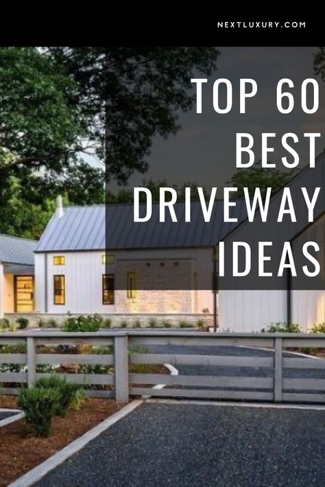 Often the most crucial details of one’s home go unchecked, a category of oversights in which the driveway certainly belongs.It’s an understandable dismissal to make; after all, the driveway is just the brief interlude between house and curb, right? #nextluxury #homedesign #homedecor #homedecorideas Shared Driveway Privacy Ideas, Front Yard Parking Pad Ideas, Driveway No Garage, Front Of House Driveway Ideas, Driveway Shape Ideas, Gated Entry Landscaping, Side Yard Driveway Ideas, Sloped Entrance To House, Hidden Driveway Ideas