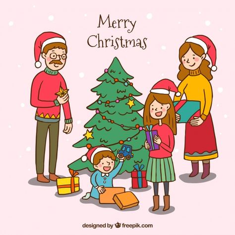 Christmas Celebration Drawing, Christmas Family Drawing, Christmas Cards Handmade Kids, Christmas Gift Vector, 가족 일러스트, Awakenings Movie, Family Sketch, Happy Christmas Card, Celebration Images