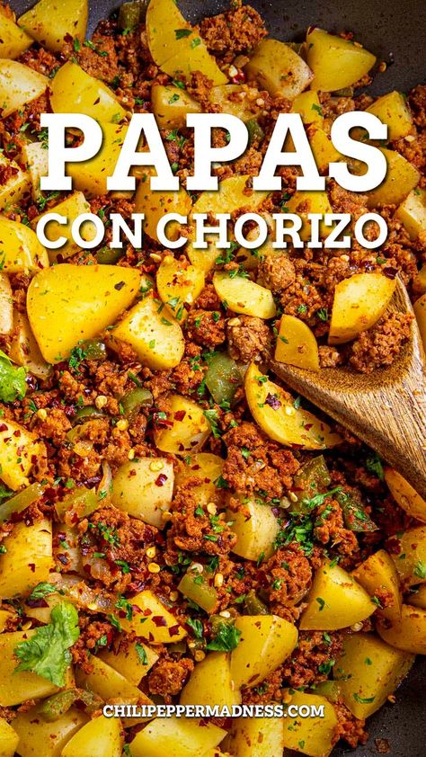 Chorizo And Potatoes Dinner, Chorizo And Peppers Recipe, Chorizo Recipes Dinner Mexican, Chorizo And Potatoes Tacos, Ground Chourico Recipes, Pork Chorizo Tacos, Spanish Chorizo Recipes Dinner, Beef Chorizo Recipes Dinners, Chorizo Lunch Recipes