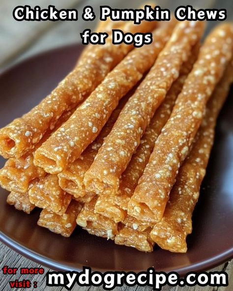 Homemade dog food recipes | Chicken & Pumpkin Chews for Dogs 🍗🎃 | Facebook Pumpkin Chews For Dogs, Chicken And Pumpkin Dog Treats, Homemade Dog Chews Recipes, Dog Food Recipes Chicken, Homemade Dog Chews, Dog Chews Homemade, Dog Treats Homemade Pumpkin, Healthy Dog Biscuits, Food Recipes Chicken