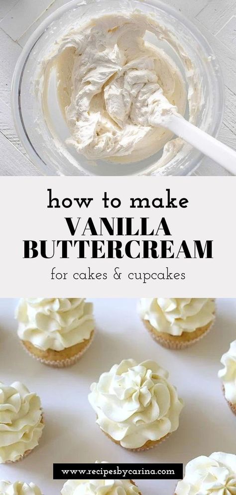 This Vanilla Buttercream Frosting is by far my most popular recipe and it doesn’t surprise me one little bit. Buttercream is a baking staple so knowing how to make a good batch is incredibly essential, and I’ve made this recipe more times than I can count - it's the only frosting recipe you'll ever need! Best Vanilla Buttercream, Buttercream Frosting Recipe Easy, Cupcake Icing Recipe, Vanilla Buttercream Recipe, White Frosting Recipes, Vanilla Frosting Recipes, Vanilla Buttercream Icing, Buttercream Icing Recipe, Buttercream Frosting Cake