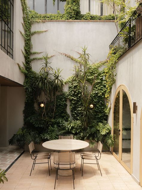 Home Tour | Casa Mezcal by Barde vanVoltt Courtyard Home, Earth Tone Decor, Modern Outdoor Spaces, Arched Doors, Patio Interior, Courtyard House, City House, Garden Cottage, Indoor Outdoor Living