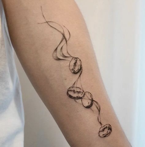 Coffee Beans Tattoo, Beans Tattoo, Latte Art Tattoo, Coffee Cup Tattoo, Tattoo Line Art, Tattoo Cafe, See Tattoo, Coffee Tattoo, Tattoo Line