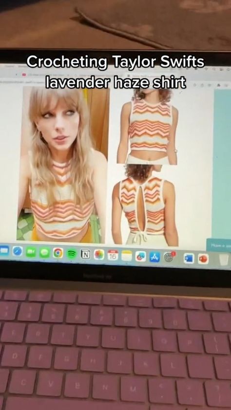 Crochet Lavender, Taylor Swift Top, Lavender Haze, Crochet Design Pattern, Taylor Swift Funny, Crochet Fashion Patterns, Fun Crochet Projects, Crochet Shirt, Crochet Top Pattern