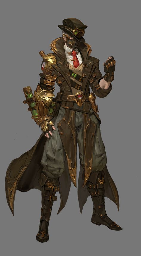 Steam Punk Concept Art, Steampunk Oc Male, Steampunk Robot Concept Art, Dungeon Punk, Steam Punk Character Design, Steampunk Wizard, Steampunk Character Design, Steampunk Gentleman, Arcane Oc