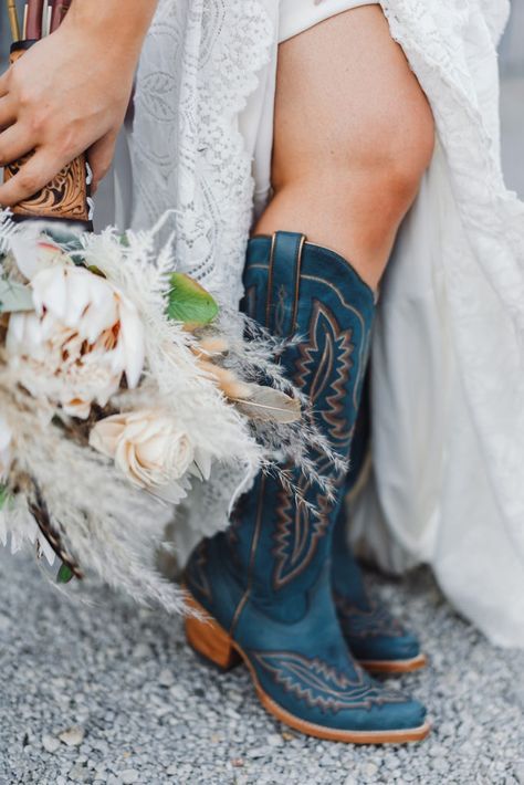 Western Wedding Shoes Boots, Blue Cowboy Boots Wedding, Blue Wedding Boots, Country Wedding Blue, Blue Western Wedding Theme, Western Wedding Blue, Light Blue Western Wedding, Western Wedding Shoes Bride, Western Blue Wedding