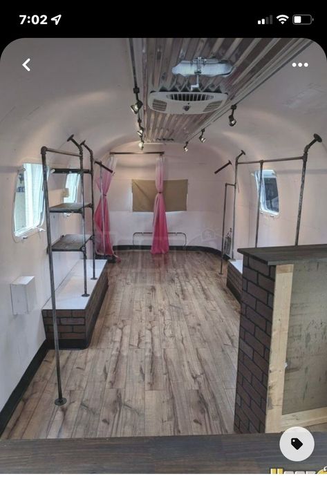 Mobile Business Trailer, Small Trailer Business Ideas, Trailer Turned Into Boutique, She Shed Boutique Ideas, Enclosed Trailer Boutique Ideas, Mobile Boutique Ideas Trailers, Hat Display Ideas Craft Show, Mobile Office Trailer, Retail Trailer