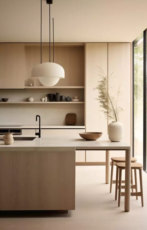 Cuisine Japandi : Inspirez-vous de ces cuisine minimalistes - BCG Dining Japandi, Japandi Style Kitchen, Interior Japandi, Kitchen Japandi, Japandi Kitchen Design, Japandi Aesthetic, Japandi Dining, Japandi Furniture, Japandi Minimalist