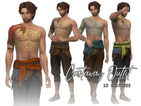 Sims 4 Island Living, Mermaid Clothes, Captain Hook Costume, Male Mermaid, Sims Medieval, Sims 4 Cas Mods, Pirate Outfit, The Sims 4 Packs, Sims 4 Expansions