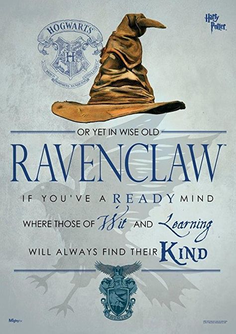 Harry Potter (Sorting Hat Ravenclaw) MightyPrint Wall Art Next Generation Premium Poster Hogwarts Sorting Hat, Classe Harry Potter, Imprimibles Harry Potter, Harry Potter Sorting, Harry Potter Sorting Hat, Ravenclaw Pride, Harry Potter Classroom, Severus Rogue, Anniversaire Harry Potter