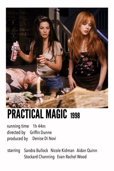 Practical Magic Movie Scene, Practical Magic Minimalist Poster, 90s Witch Movies, Practical Magic Movie Poster, Practical Magic Poster, Halloween Costume Movie, Witch Movies, Gothic Movies, Halloween Movie Poster