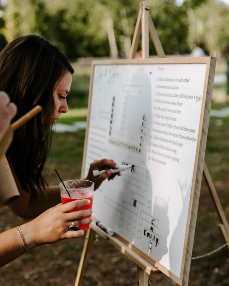 We’re all about the guest experience 🥂👏🏼 While cocktail hour is a great time to get family photos and some more couples portraits out of the way, we don’t want to forget about everyone else who’s waiting to enter the reception. Sam & Emily chose to elevate their cocktail hour with entertainment that set the tone for an unforgettable night to come! From interactive games to timeless guestbooks, good music, and delicious bites, every detail counts in crafting the perfect guest experience! Ven... Cocktail Hours Games, Winter Wedding Activities For Guests, Wedding Guest Experience Ideas, Cocktail Hour Games Wedding, Cocktail Hour Entertainment Ideas, Indoor Cocktail Hour, Cocktail Hour Activities, Cocktail Hour Wedding Ideas, Cocktail Hour Games