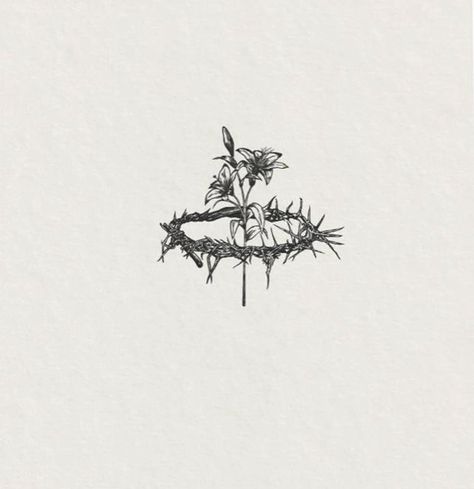 Thorn Crown With Flowers Tattoo, Medium Piece Tattoo, Thorn Of Crowns Tattoo, Biblical Crown Tattoo, Crown Of Thorns Illustration, Bible Plant Tattoo, Crown Of Thorns Sketch, Small Crown Of Thorns Tattoo, Christian Unique Tattoos