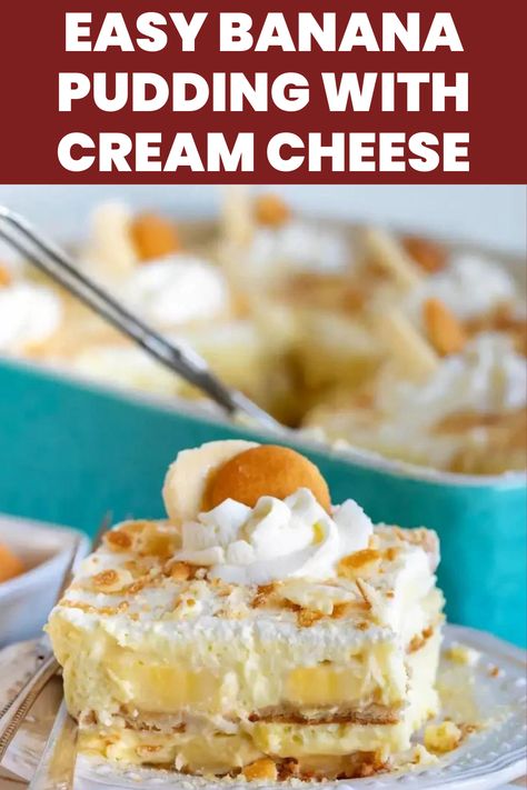 Banana Pudding With Cream Cheese Banana Pudding With Cream Cheese, Pudding With Cream Cheese, Old Fashioned Banana Pudding, Easy Banana Pudding, Banana Pudding Recipe, Vanilla Wafers, Pudding Recipe, Banana Pudding, Bananas