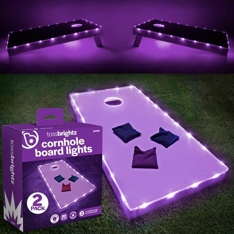 PRICES MAY VARY. LED CORNHOLE LIGHT SET – Keep your cornhole game going after dark with this corn hole light set that lights up the outside edge and hole of 2 regulation size or smaller sized cornhole boards creating a fun glow in the dark bean bag toss game set LONG LASTING FUN – All the micro-LEDs on the cornhole board lights are covered in a waterproof, tear-resistant tubing that protects against heavy-handed throws, spilled drinks, and anything in-between, creating a fun light up bean bag to Cool Cornhole Boards Designs, Corn Hole Boards Designs, Cornhole Boards Diy, Cornhole Lights, Tiny Nails, Backyard Gifts, Diy Cornhole Boards, Cornhole Boards Designs, Cornhole Designs