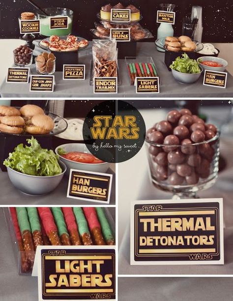 That is so cute! Star Wars Essen, Star Wars Party Food, Star Wars Food, Star Wars Crafts, May The Fourth Be With You, Star Wars Birthday Party, Party Dessert Table, Star Wars Wedding, Dessert Party