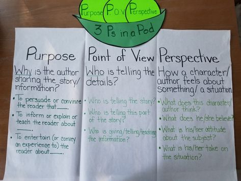 Authors Perspective Anchor Chart, Character Perspective Anchor Chart, Pov Anchor Chart, Perspective Anchor Chart, Character Perspective, Authors Purpose Anchor Chart, Teaching Literary Elements, Reading Techniques, Reading Chart